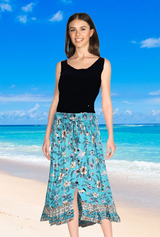 Buy wholesale Tanya summer skirts light cool comfortable, print is Boho Petal Turquoise