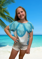 Kaitlyn Padma top white turquoise