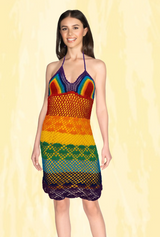 Ladies rainbow crochet dress