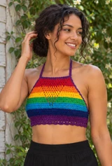 Marli Rainbow crochet crop top. Buy wholesale from Australia.