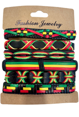 Pack B Rasta Reggae bracelets that Bob Marley would have loved buy wholesale from Australia
