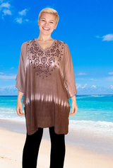 Poncho embroidery top with sequins color Dusty pink