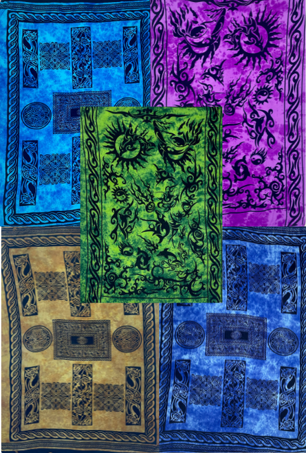 Celtic print fringed sarong available wholesale from Australia 5 pack