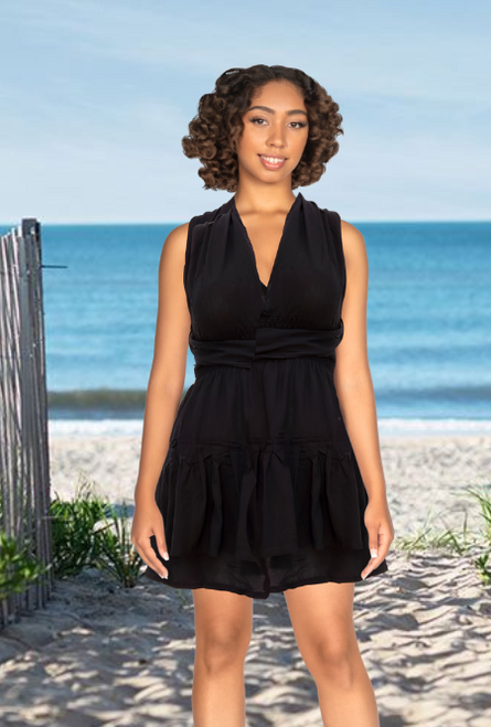 Buy wholesale from Australia the Willow sleeveless cross back summer dress in plain black