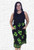 Lenah elastic waist skirt with pockets in cool rayon fabric, hibiscus Lime print Buy wholesale from Australia