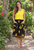 Lenah elastic waist skirt with pockets in cool rayon fabric, hibiscus Yellow Hibiscus print Buy wholesale from Australia