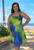 Jackie Ladies Starburst Sequin & Embroidery Summer Dress colour Green and Blue