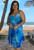 Jackie Ladies Starburst Sequin & Embroidery Summer Dress colour Blue Block