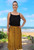Tanya long summer skirt, Indian leaf Mustard/Brown, Shirring waist , light cool comfortable rayon fabric