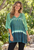 Poncho embroidery top with sequins color Teal