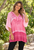 Poncho embroidery top with sequins color pink