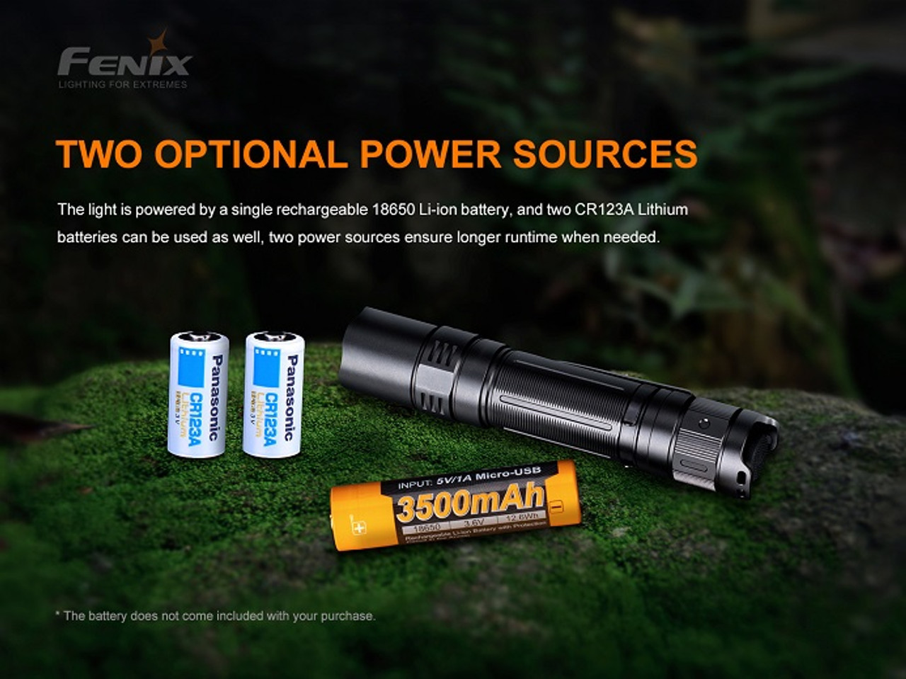 PD32 V2.0 - Fenix 1200 Lumens. 18650/2xCR123A   (Batteries not included)