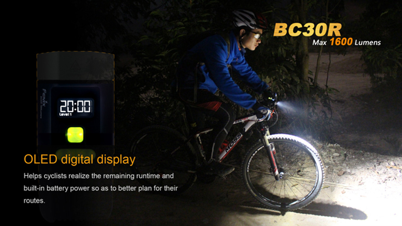 BC30R - Fenix 1800 Lumen Rechargeable Bike Light w/OLED Display and remote
