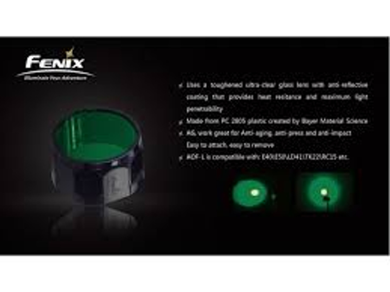 AOF-L (Green) - Fenix Filter Adapter for TK22, LD41, RC15, E40, E50