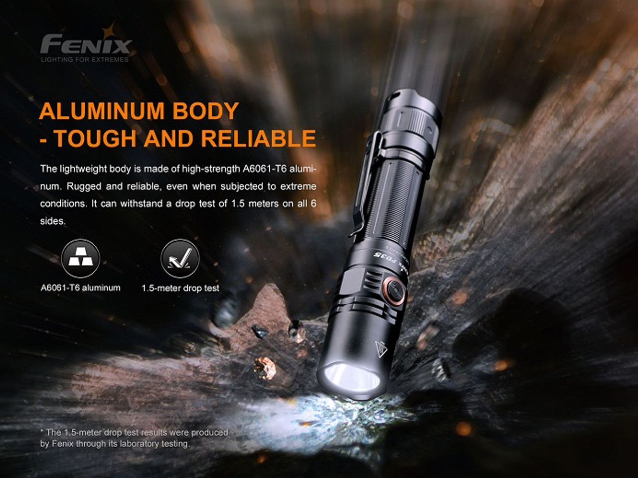 PD35 V3.0 - Fenix 1700 Lumen Flashlight, 18650/2xCR123A