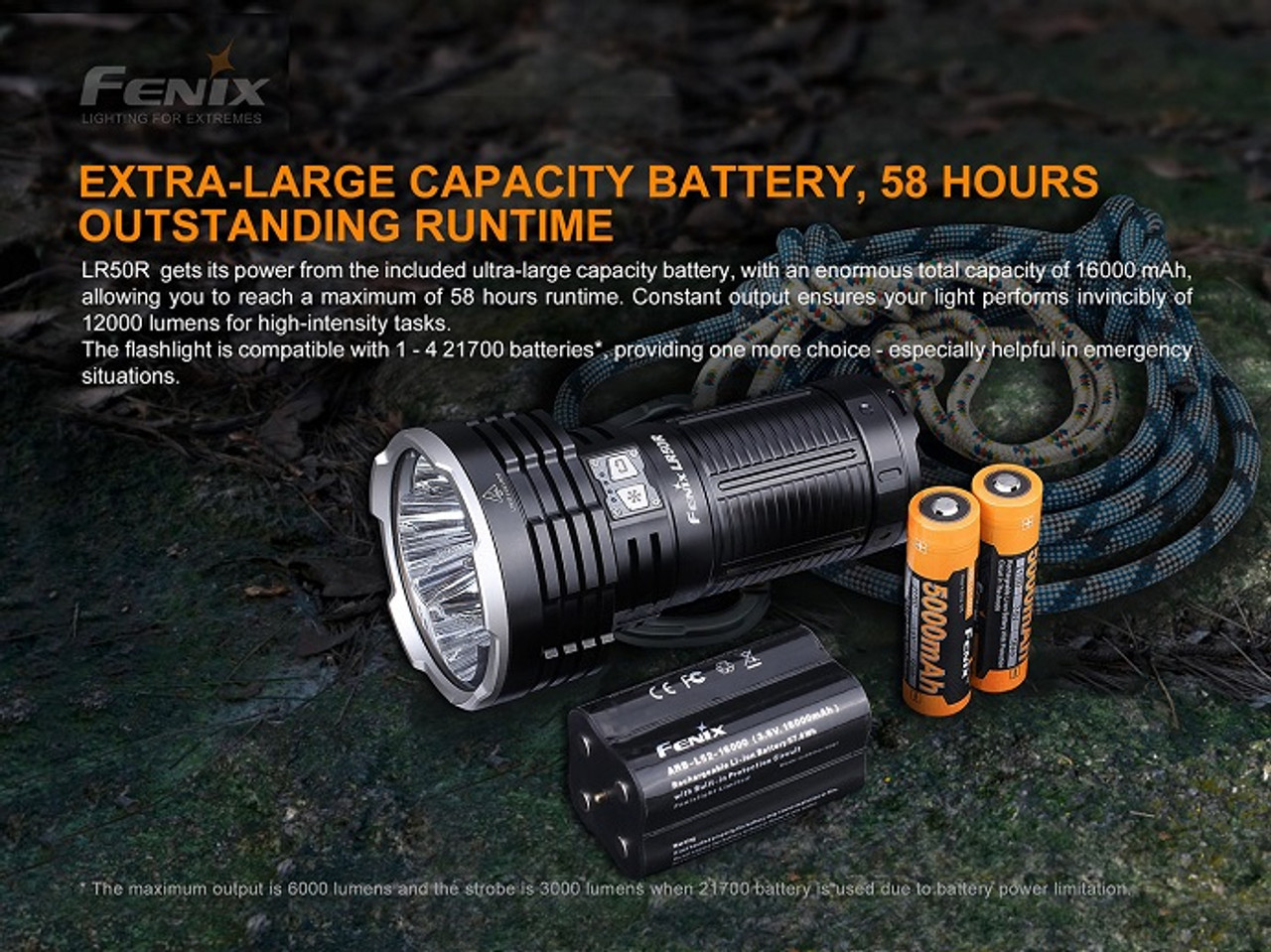 LR50R - Fenix 12,000 Lumen Rechargeable Flashlight