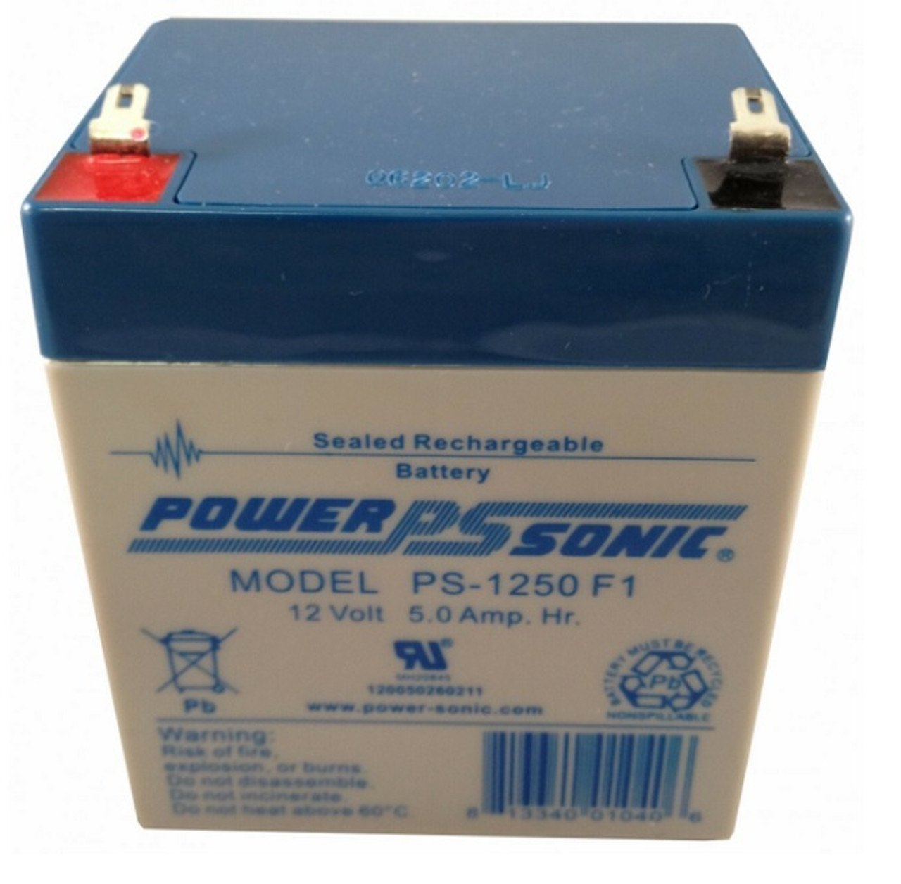 PS-1250 (F1) - Powersonic 12V - 5Ah SLA Battery (F1 Connector)