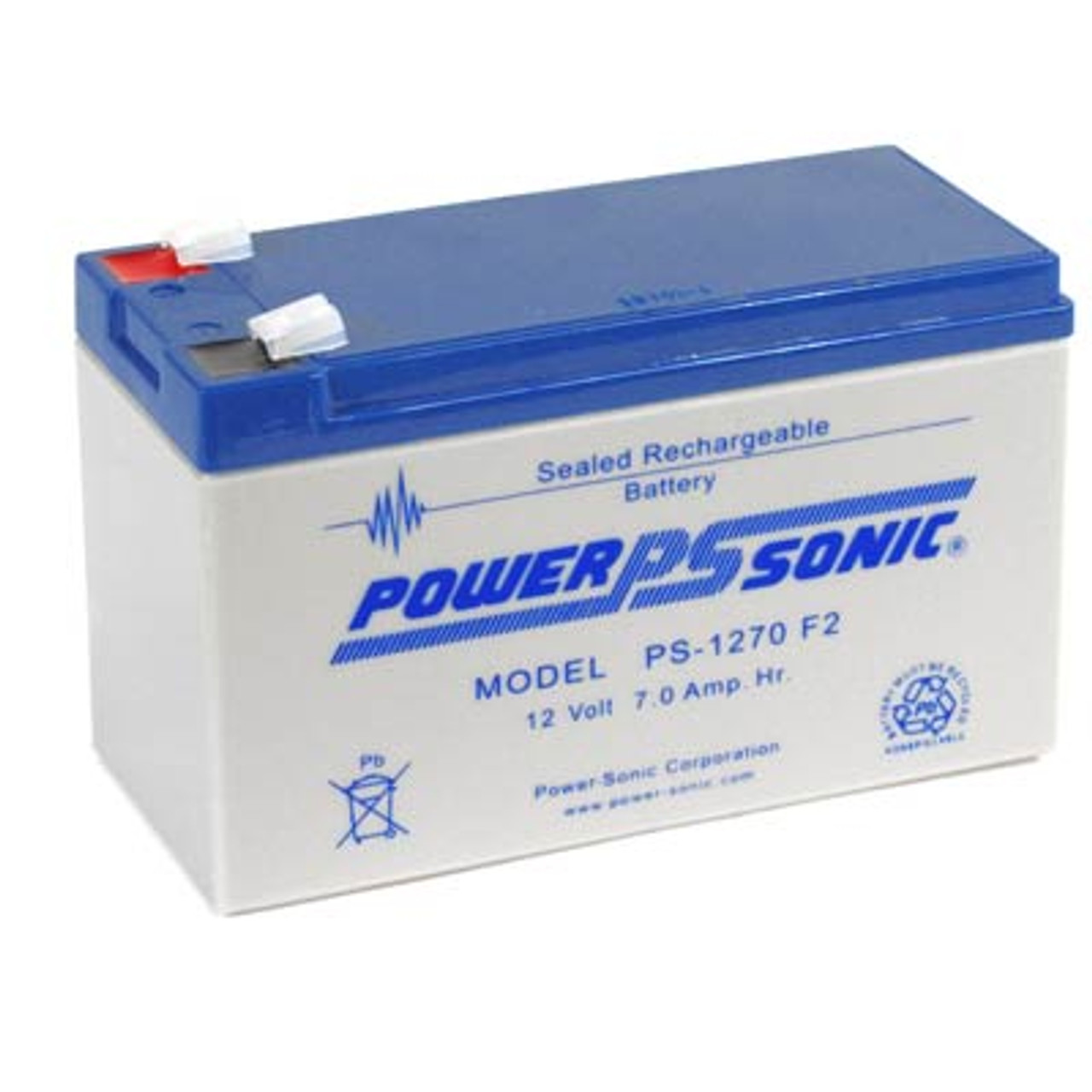 PS-1270 F2 - Powersonic 12V - 7Ah SLA Rechargeable Battery (F2 Spade Connector)