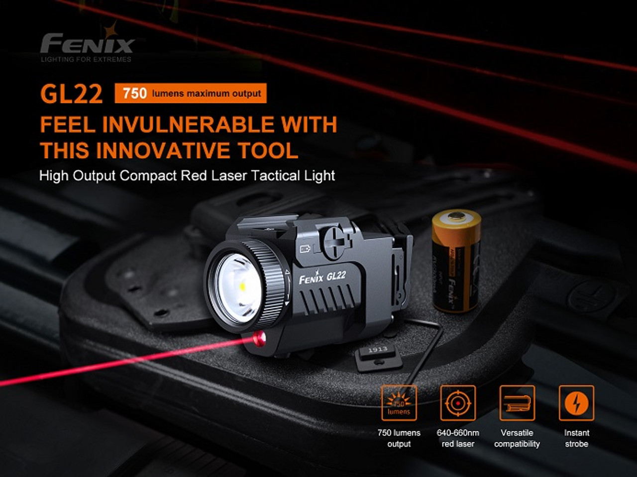 Fenix GL22 Tactical Light with Red Laser  (16340 included)