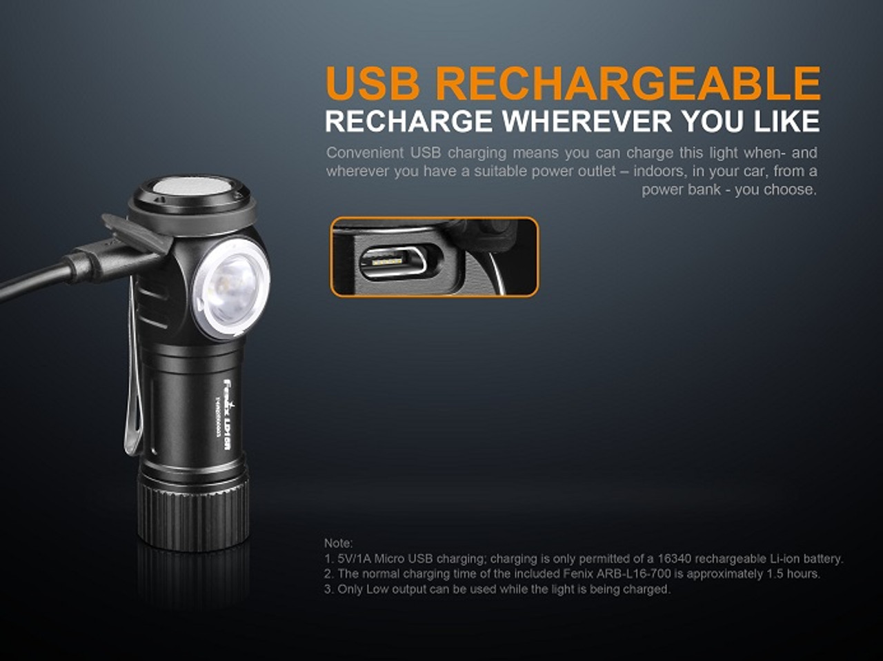 LD15R  Fenix Rechargeable Flashlight 500 lumens