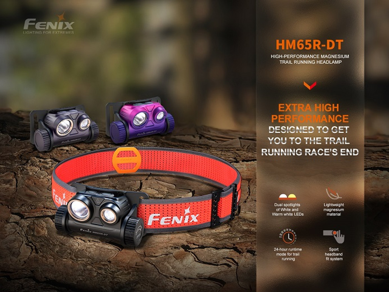 HM65R-DT (Nebula)(Pink/Purple) - Fenix 1500 Lumen Rechargeable LED Headlamp