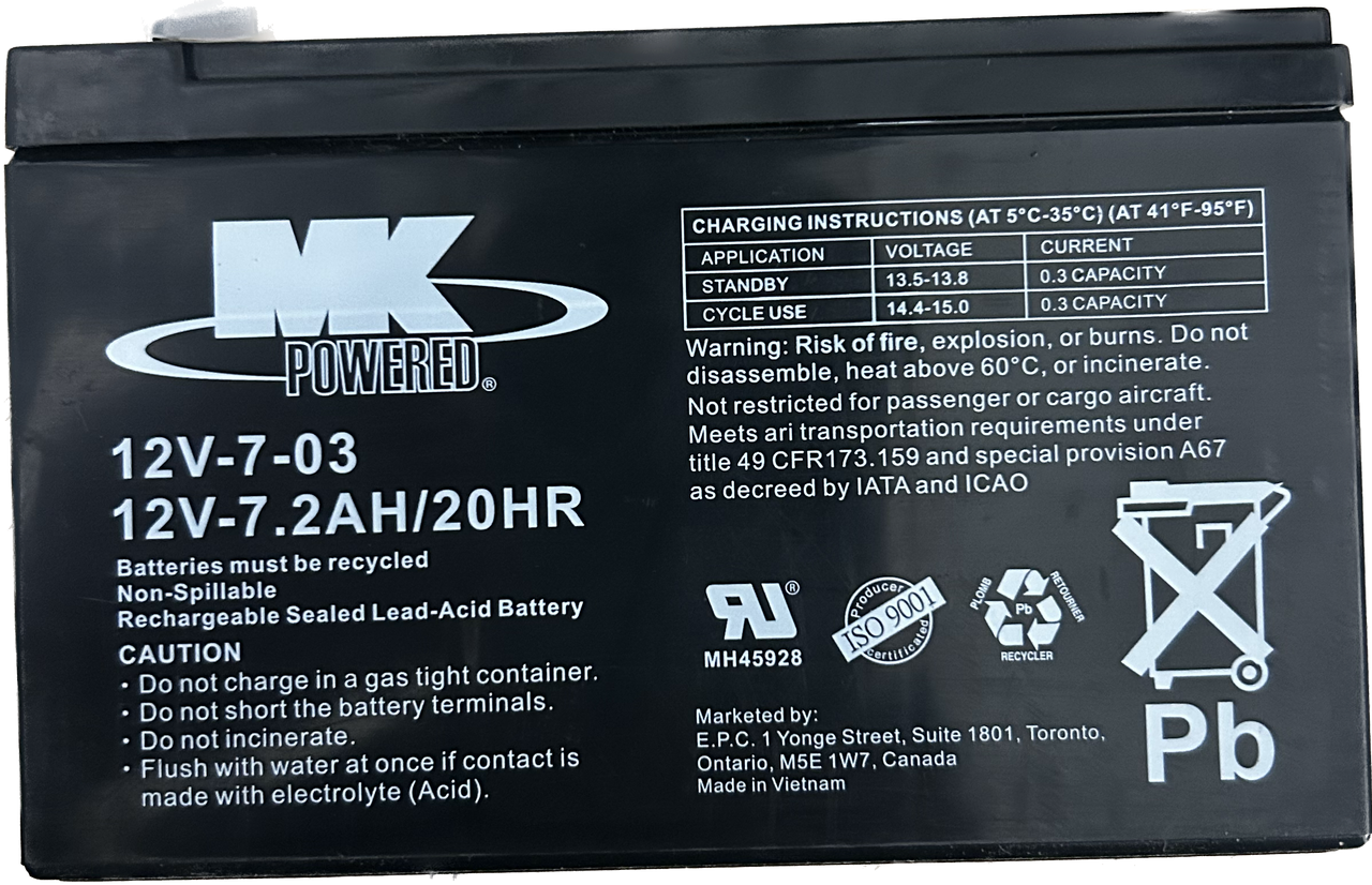 MK 12V - 7Ah F2 -  SLA Rechargeable Battery