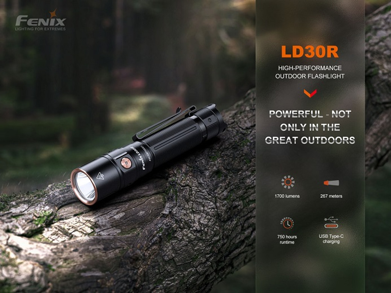 LD30R - Fenix 1700 Lumen Rechargeable  Flashlight