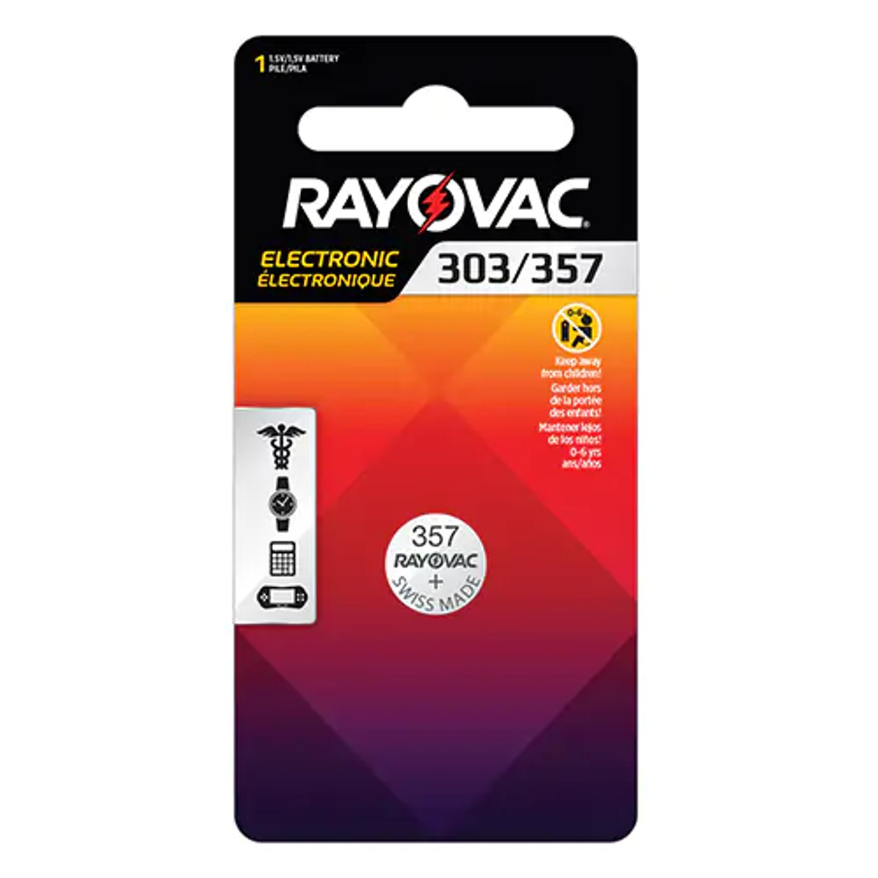 357 / 303 / SR44 - Rayovac  1.55V Silver Oxide Button Battery (C1)