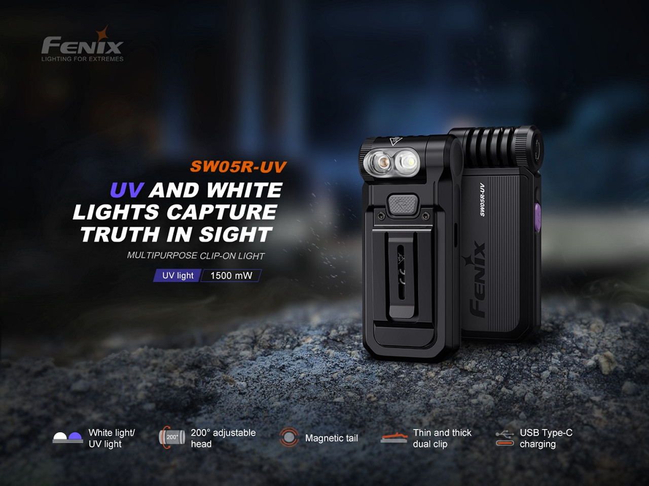 Fenix SW05R-UV Multipurpose Clip-on Light Fenix SW05R-UV Multipurpose Clip-on Light