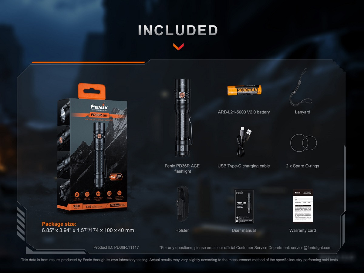 FENIX PD36R ACE POWERFUL MULTI-MODE TACTICAL FLASHLIGHT