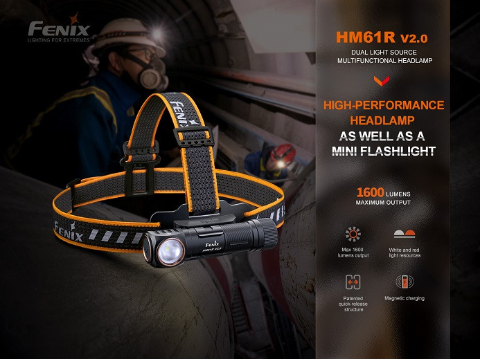 HM61R V2.0 Fenix 1600 Lumen MultiUse Headlamp (w/ 18650 battery