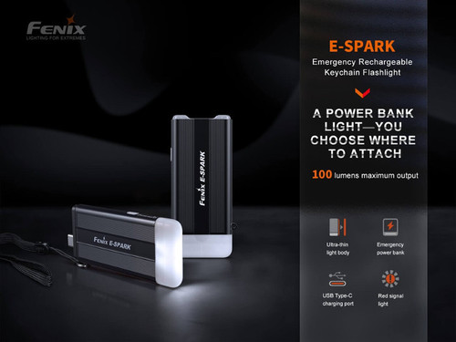 E-SPARK - Fenix Ultra-Thin Powerbank Flashlight - 100 Lumens