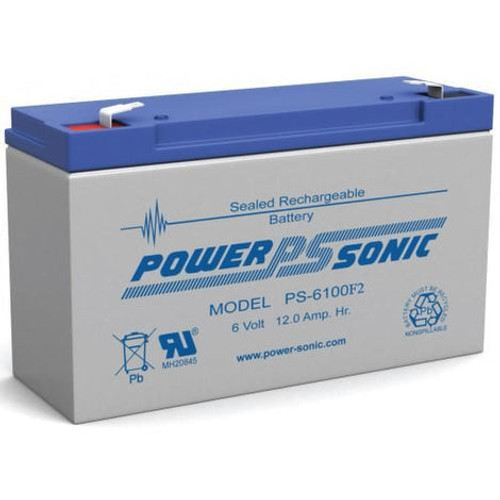 PS-6100 (F2) -  Powersonic 6V - 12Ah SLA Battery  (F2 Connector)