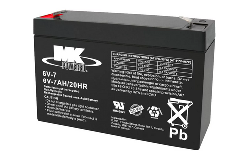 MK 6V-7Ah F1- 6 volt - 7Ah - F1 Connector SLA Battery