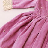 Mauve Velvet Girls Dress with Lace Collar [Pre-Order]