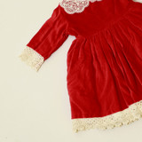 Red Velvet Dress with Lace Collar [Pre-Order]