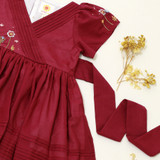 Wine Girls Dress with Embroidered Sleeves [Pre-Order]
