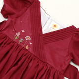 Wine Girls Dress with Embroidered Sleeves [Pre-Order]