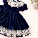 Midnight Blue Velvet Girls Dress