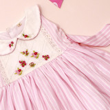 Pink Stripe Dress with Eyelet Trim