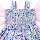 shirred bodice and adjustable straps