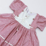 Dusty Pink Dot Dress with Bullion Roses