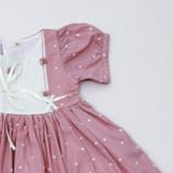 Dusty Pink Dot Dress with Bullion Roses
