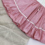 Dusty Pink Dot Dress with Bullion Roses