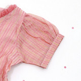 Pink Stripe Lurex Dress with Tulle Rose