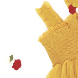Mustard Girls Midi Dress with Crochet Flowers