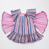 multicolor stripe dress with tulle wings
