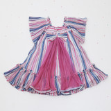 tulle bow at the back and ruffled hem