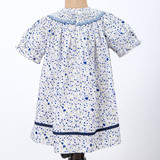 Blue & Yellow Floral Vine Smocked Girls' Dress
