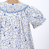 Blue & Yellow Floral Vine Smocked Girls' Dress